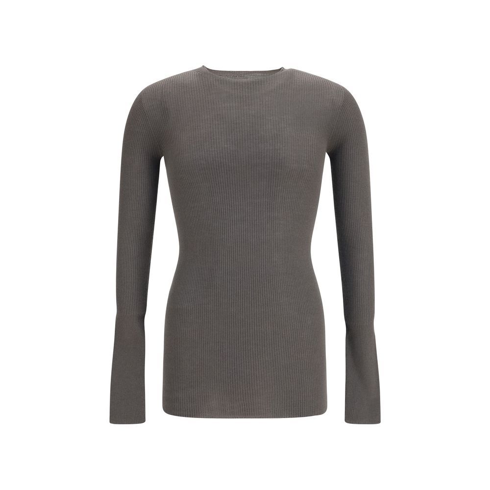 Sweatshirt by Rick Owens for men in merino wool gray & signature presents a smart casual silhouette, featuring a smart casual crew neckline and long-sleeve for a sophisticated look.