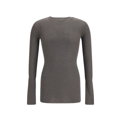 Sweatshirt by Rick Owens for men in merino wool gray & signature presents a smart casual silhouette, featuring a smart casual crew neckline and long-sleeve for a sophisticated look.