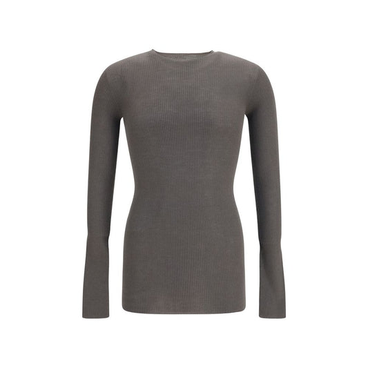 Sweatshirt by Rick Owens for men in merino wool gray & signature presents a smart casual silhouette, featuring a smart casual crew neckline and long-sleeve for a sophisticated look.