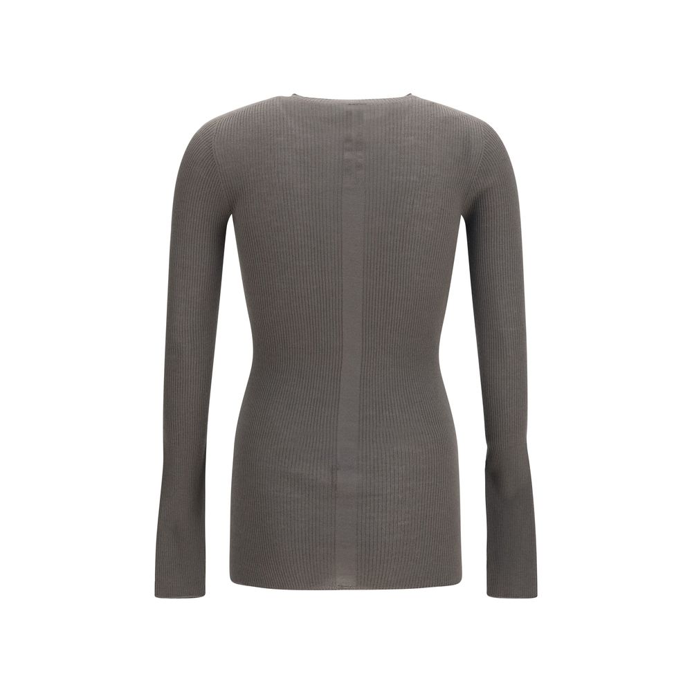 Sweatshirt by Rick Owens for men in merino wool gray & signature features an magnificent silhouette, showcasing a sophisticated crew neckline and detail for a truly magnificent finish.
