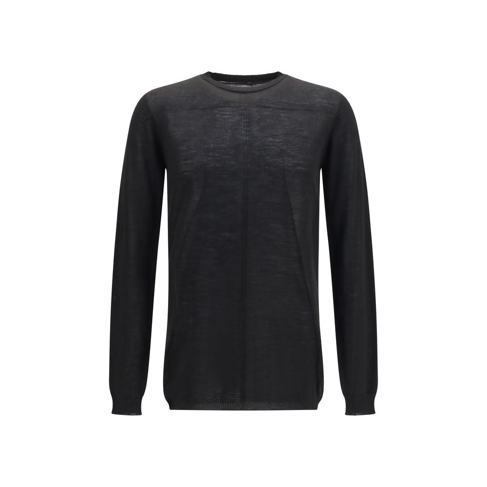 Sweatshirt by Rick Owens for men in merino virgin wool black & striped features an magnificent silhouette, showcasing a sophisticated crew neckline and long-sleeve detail for a truly magnificent finish.