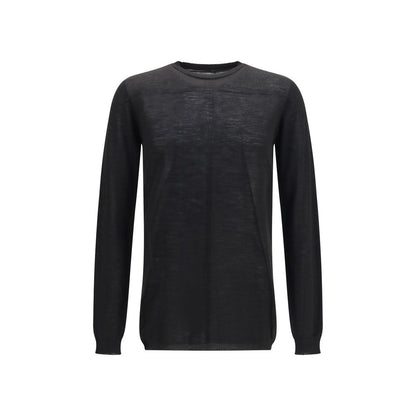 Sweatshirt by Rick Owens for men in merino virgin wool black & striped features an magnificent silhouette, showcasing a sophisticated crew neckline and long-sleeve detail for a truly magnificent finish.