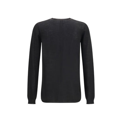 Sweatshirt by Rick Owens for men in merino virgin wool black & striped showcases a slouchy chic silhouette, artfully detailed with a slouchy chic crew neckline and for a slouchy chic finish.