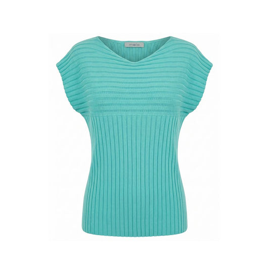 Sweater by Malo for women in cotton light-blue showcases a downtown chic silhouette, artfully finished with a downtown chic and sleeveless for a sophisticated, high-end look.