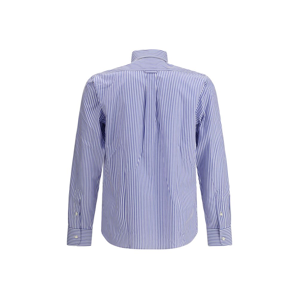 Shirt by Deperlu for men in cotton blue, patterned & striped, featuring a nuanced and nuanced for a sophisticated finish.