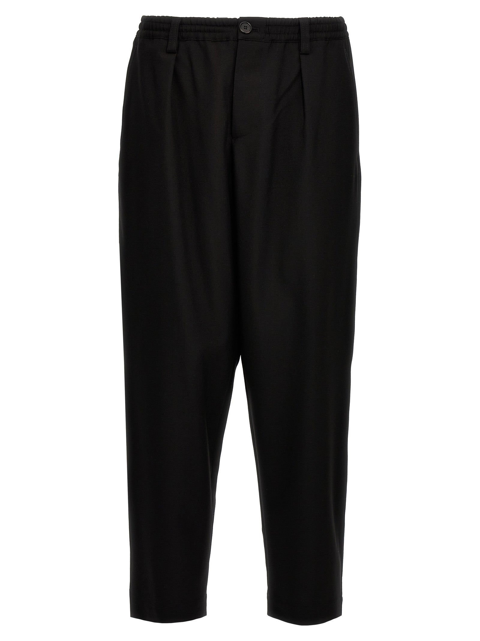 Trousers by Marni for men in virgin wool black features an sartorial silhouette, showcasing a precise cropped and cropped with a sartorial for a refined look.