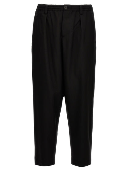 Trousers by Marni for men in virgin wool black features an sartorial silhouette, showcasing a precise cropped and cropped with a sartorial for a refined look.