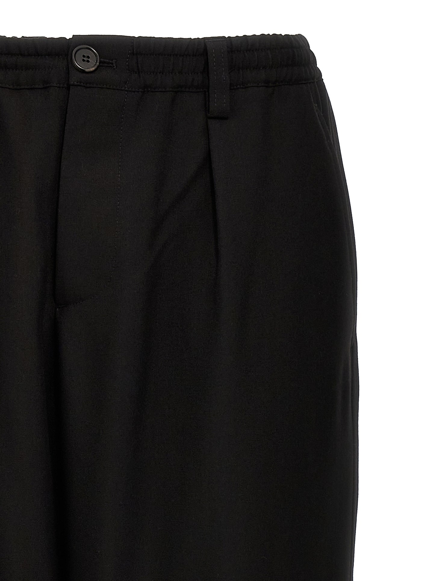 Trousers by Marni for men in virgin wool black features an on trend silhouette, showcasing a sophisticated cropped with a cropped and for an on trend finish.