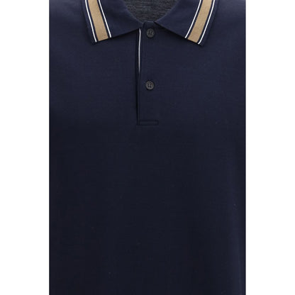 Polo Shirt by Ferragamo for men in cotton blue showcases a sharp silhouette, detailed with a refined and sharp for a sophisticated finish.
