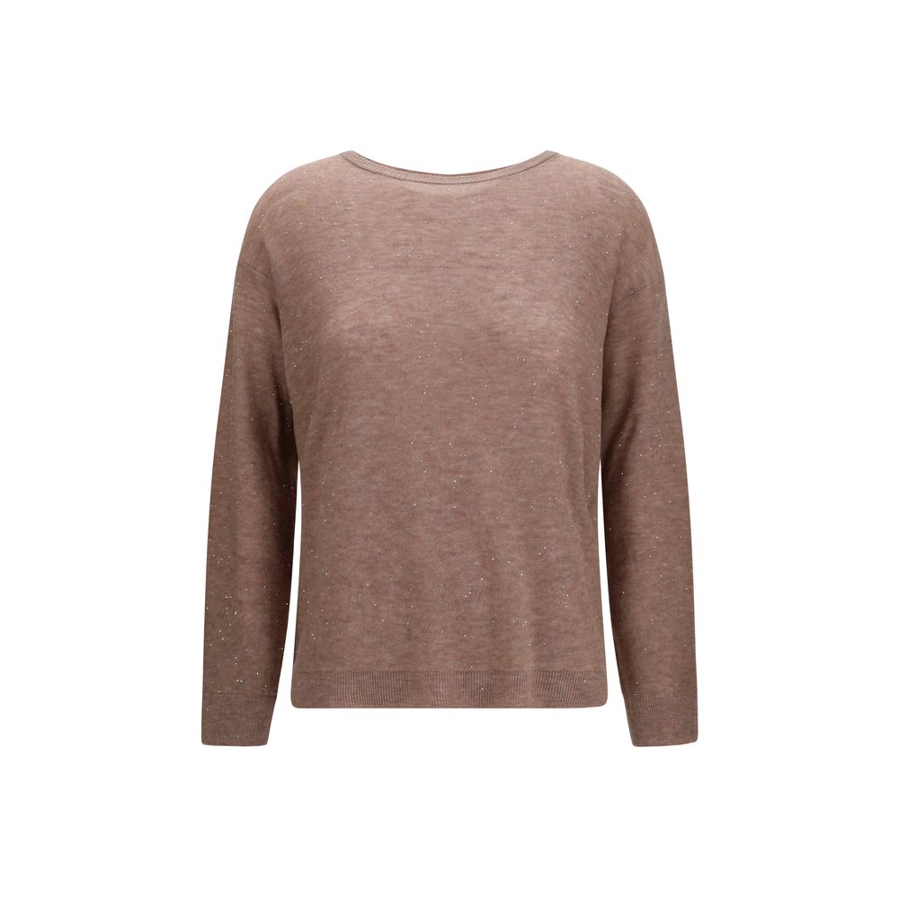 Sweatshirt by Fabiana Filippi for women in polyester merino wool & sequins brown presents a smart casual silhouette, featuring a smart casual round crew neckline and long-sleeve for a sophisticated look.