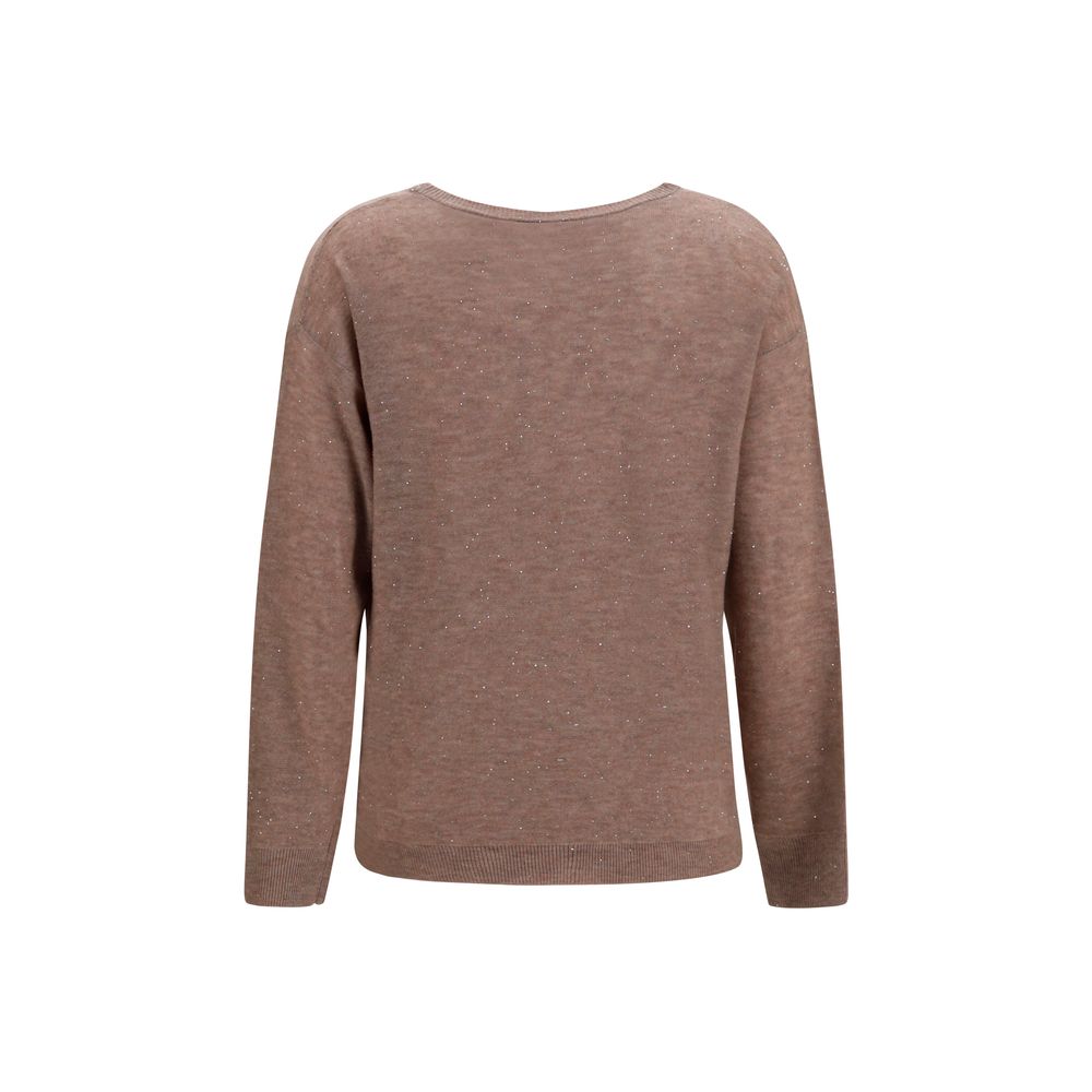 Sweatshirt by Fabiana Filippi for women in polyester merino wool & sequins brown features an magnificent silhouette, showcasing a sophisticated round crew neckline and detail for a truly magnificent finish.