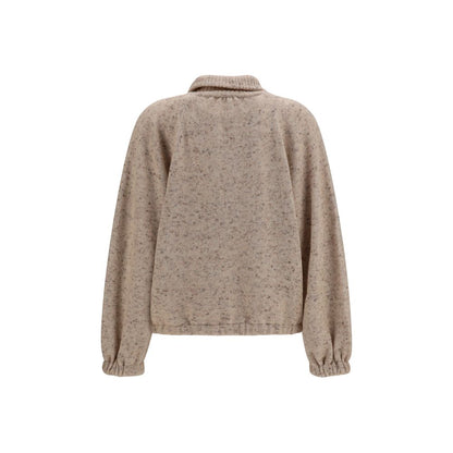 This Bomber Jacket by Fabiana Filippi for women in polyamide mohair merino & alpaca wool beige exhibits a edgy silhouette, meticulously detailed with functional and a edgy high-collar neckline for a edgy finish.