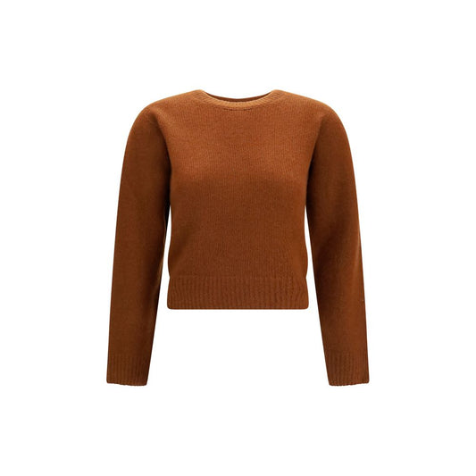 Sweater by Tom Ford for women in polyamide silk cashmere & capra leather brown showcases a downtown chic silhouette, artfully finished with a downtown chic crew neckline and long-sleeve for a sophisticated, high-end look.
