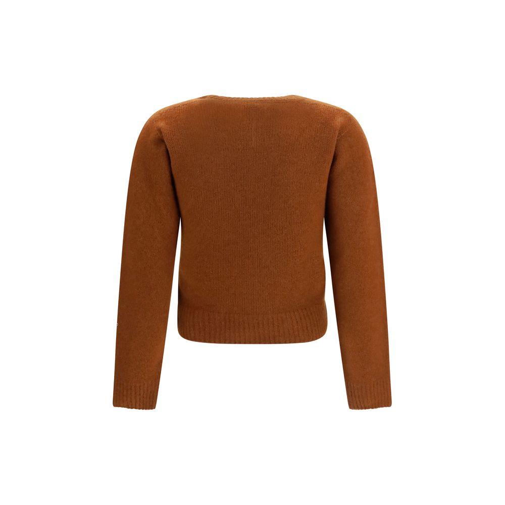 Sweater by Tom Ford for women in polyamide silk cashmere & capra leather brown showcases a discreet silhouette, finished with a discreet crew neckline and for a discreet look.