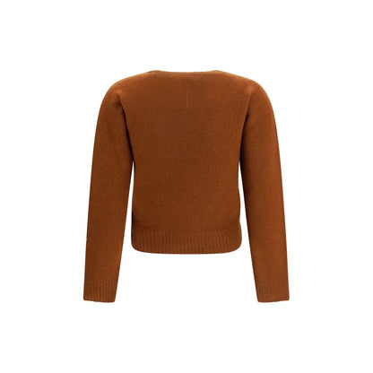 Sweater by Tom Ford for women in polyamide silk cashmere & capra leather brown showcases a discreet silhouette, finished with a discreet crew neckline and for a discreet look.