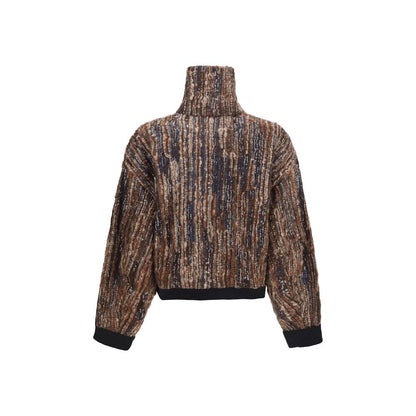 Hooded Overcoat by Brunello Cucinelli for women in mohair polyamide & polyester brown features an voluminous silhouette, showcasing distinct hooded and a voluminous hooded neckline for a truly voluminous aesthetic.