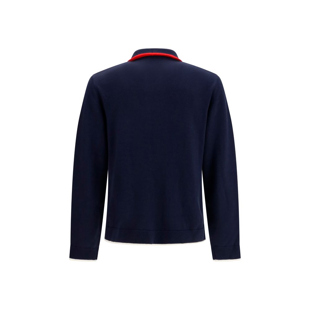 Overcoat by Casablanca for men in merino wool blue features a contemporary silhouette showcasing a contemporary high-collar neckline and refined for a sophisticated finish.