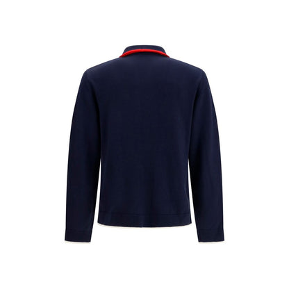 Overcoat by Casablanca for men in merino wool blue features a contemporary silhouette showcasing a contemporary high-collar neckline and refined for a sophisticated finish.