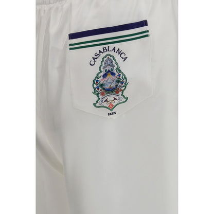 Bermuda Shorts by Casablanca for men in silk blue, green, white & striped features an nuanced silhouette, showcasing a nuanced regular-fit with a short cut and for a sophisticated, premium finish.