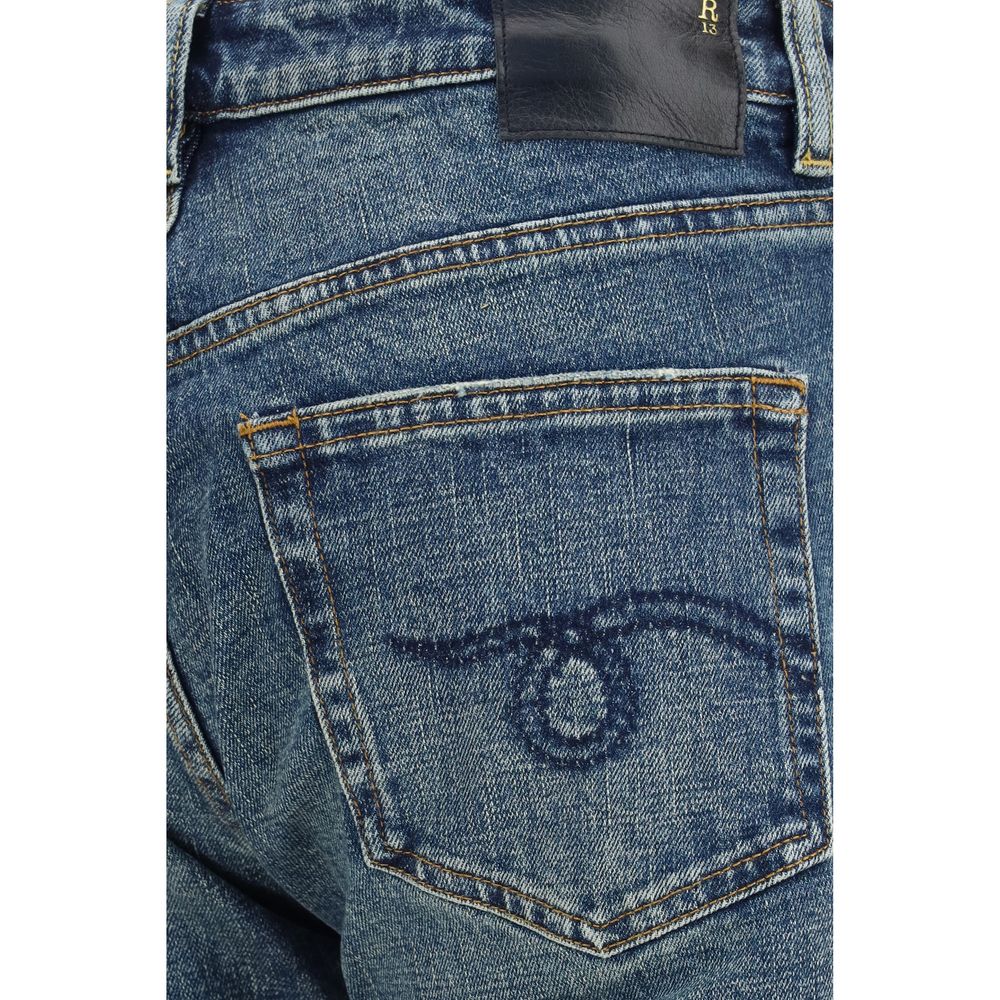 R13 Blue Cotton Flared Jeans