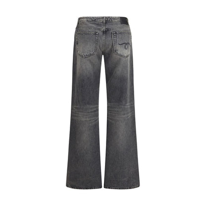 R13 Gray Cotton Straight-Leg Jeans