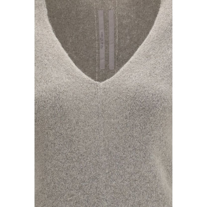 Sweater by Rick Owens for women in polyamide cashmere & capra leather gray showcases an masterful silhouette, artfully detailed with a masterful v-neck neckline and for a sophisticated, premium finish.