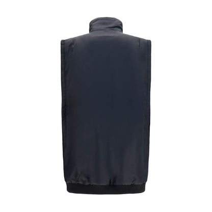 Vest by MM6 for women in polyamide black & signature features a stylish silhouette, showcasing distinct pockets and a refined high-neck neckline for a truly stylish finish.