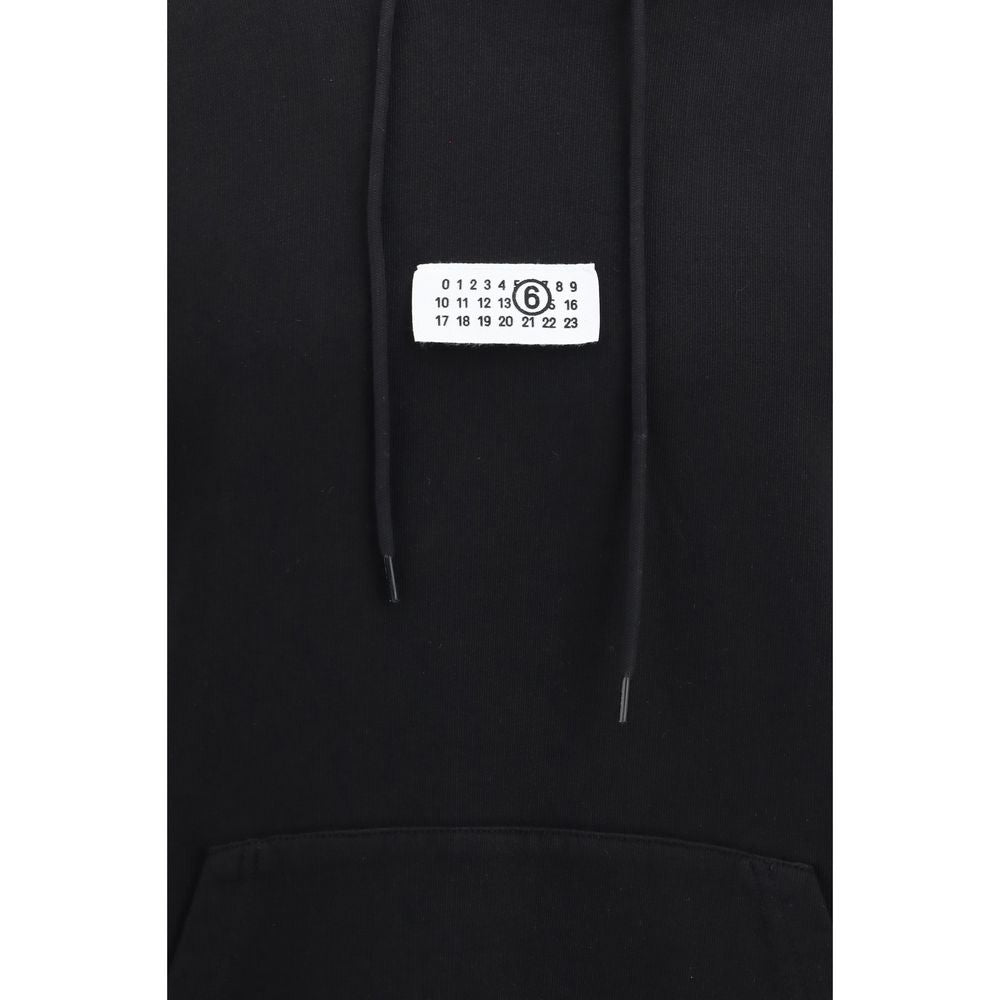 Sweatshirt Hoodie by MM6 for men in cotton black, ivory, white & signature features a authentic silhouette, showcasing a sophisticated hooded neckline and authentic detail for a refined finish.