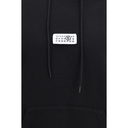 Sweatshirt Hoodie by MM6 for men in cotton black, ivory, white & signature features a authentic silhouette, showcasing a sophisticated hooded neckline and authentic detail for a refined finish.