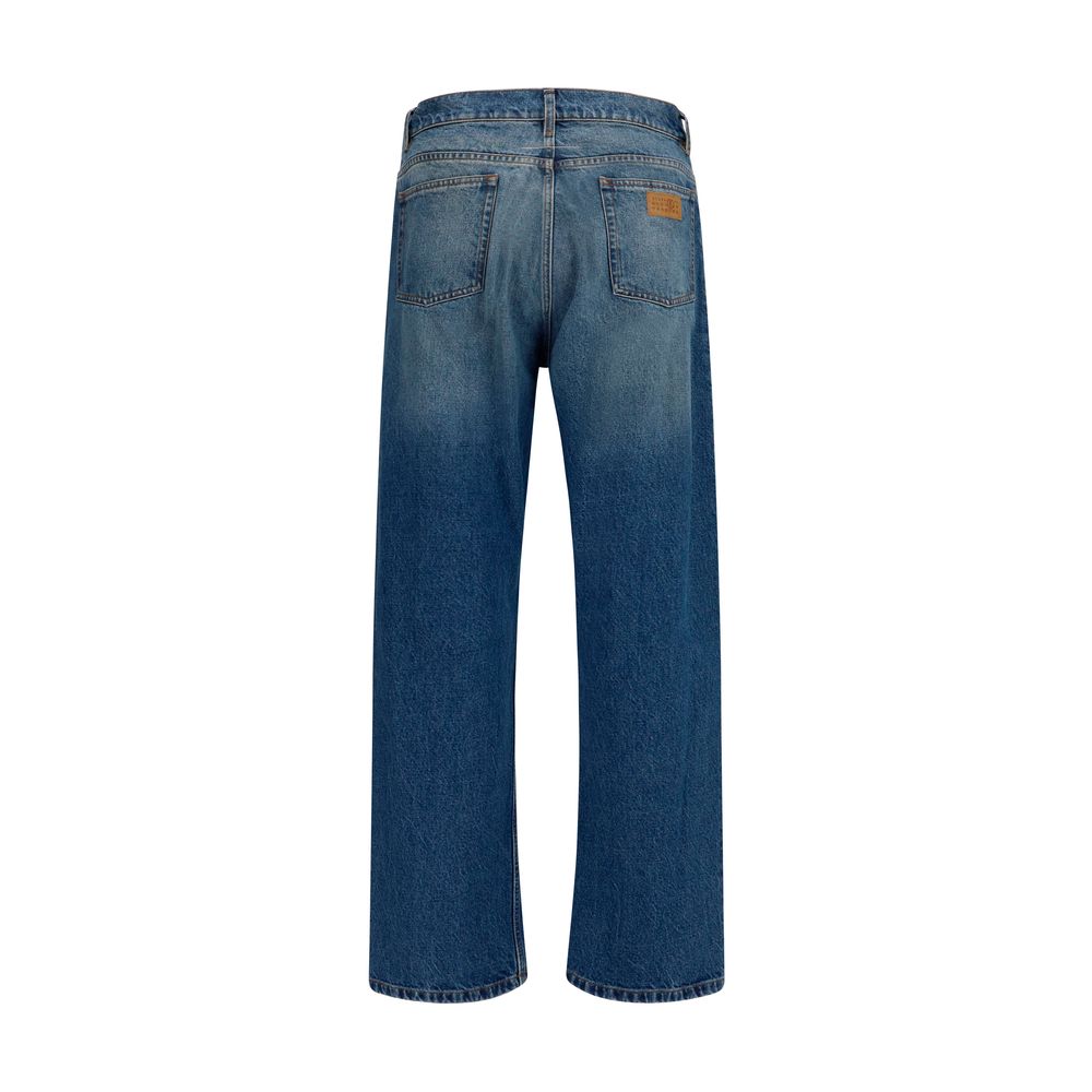 Jeans by MM6 for men in cotton denim blue, natural, orange, white & signature features a refined silhouette with a refined straight-leg & regular-fit, defined by a and a refined long for a refined finish.