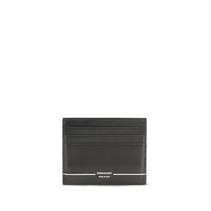 Cardholder Wallet by Ferragamo for men in bos taurus calf leather black presents a streamlined silhouette, showcasing the sophisticated design of the Bos Taurus Calf Leather Cardholder Wallet collection with functional card-organization compact-design.