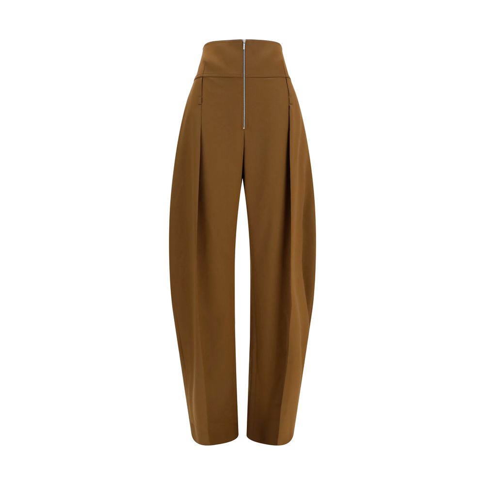 Casual Pants by Ferragamo for women in merino wool & capra leather brown presents a refined pantology silhouette, artfully defined by a refined pantology wide & oversized, long, and a sophisticated .