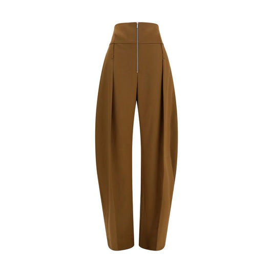 Casual Pants by Ferragamo for women in merino wool & capra leather brown presents a refined pantology silhouette, artfully defined by a refined pantology wide & oversized, long, and a sophisticated .