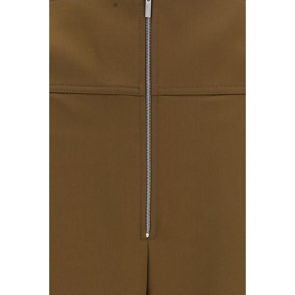 Casual Pants by Ferragamo for women in merino wool & capra leather brown presents a tailored silhouette, showcasing a tailored wide & oversized and long cut with a refined for a truly tailored aesthetic.