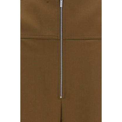 Casual Pants by Ferragamo for women in merino wool & capra leather brown presents a tailored silhouette, showcasing a tailored wide & oversized and long cut with a refined for a truly tailored aesthetic.