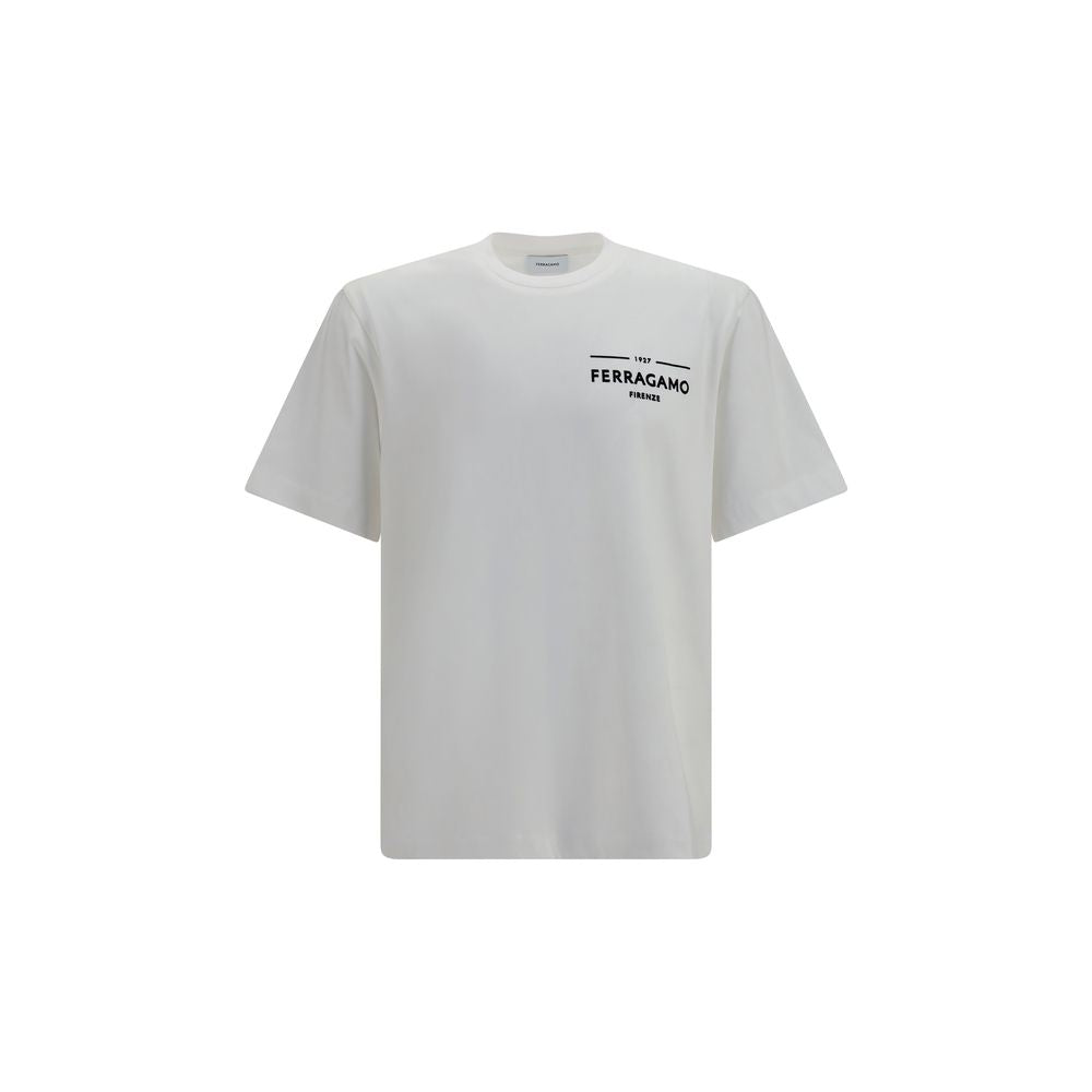 T-Shirt by Ferragamo for men in cotton white & signature features an edgy silhouette, meticulously detailed with a sophisticated and crew neckline for a truly edgy finish.