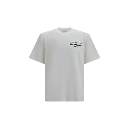 T-Shirt by Ferragamo for men in cotton white & signature features an edgy silhouette, meticulously detailed with a sophisticated and crew neckline for a truly edgy finish.