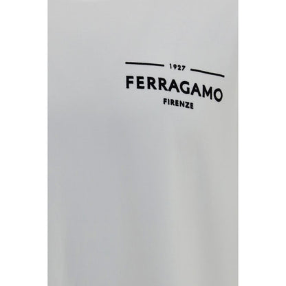 T-Shirt by Ferragamo for men in cotton white & signature features an edgy silhouette, meticulously detailed with a sophisticated and crew neckline for a truly edgy finish.