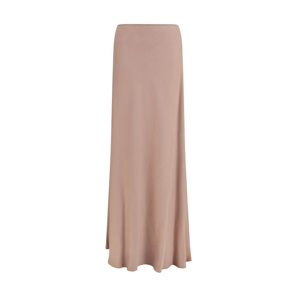 Skirt by Fabiana Filippi for women in lyocell beige showcases a sultry silhouette, elegantly defined by its long and the sophisticated sultry design of the Women's Flared Lyocell Long Skirt.