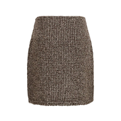 Skirt by Fabiana Filippi for women in polyamide polyester capra leather & merino wool brown & checked features a captivating silhouette, showcasing the captivating Women's Tailored Polyamide Polyester Capra Leather & Merino Wool Short Mini Skirt design with a sophisticated short mini for a captivating look.