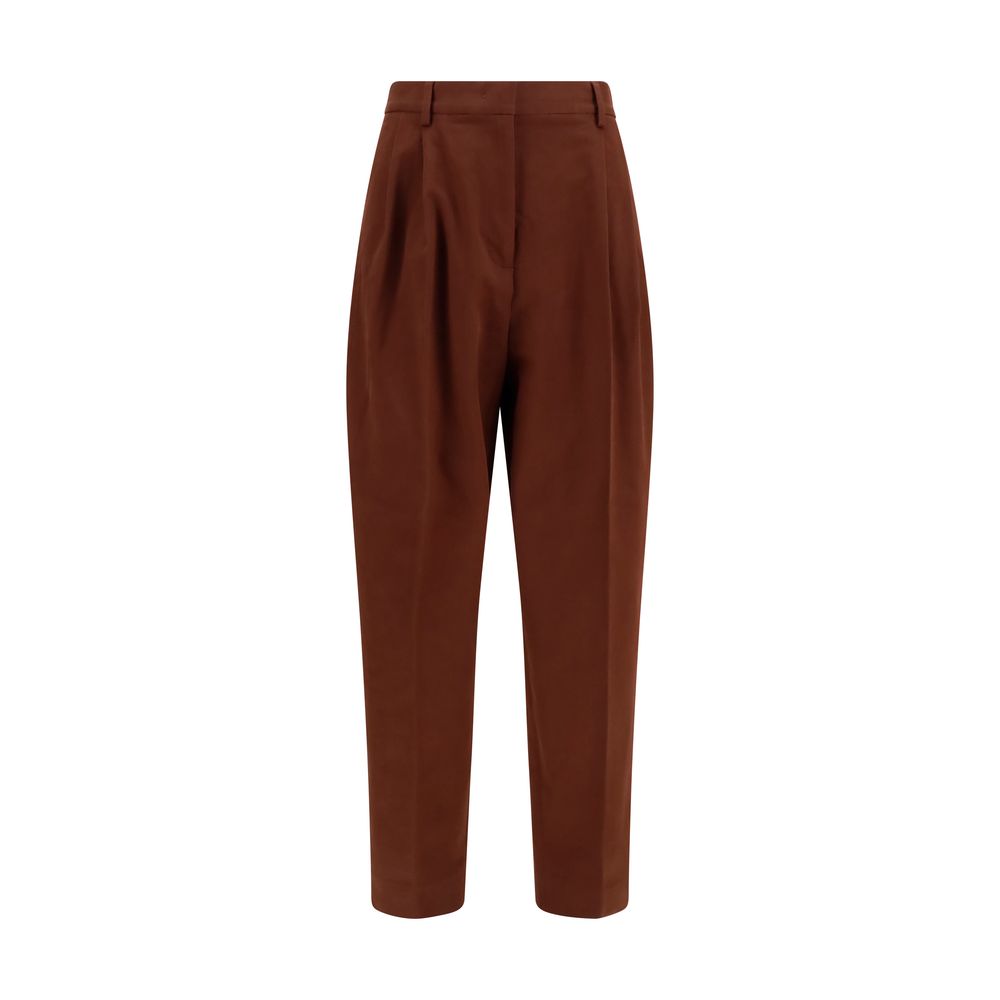 Casual Pants by Fabiana Filippi for women in wool & cotton brown features an sophisticated mid rise and straight & oversized with a precise long, creating a sophisticated and sophisticated silhouette.