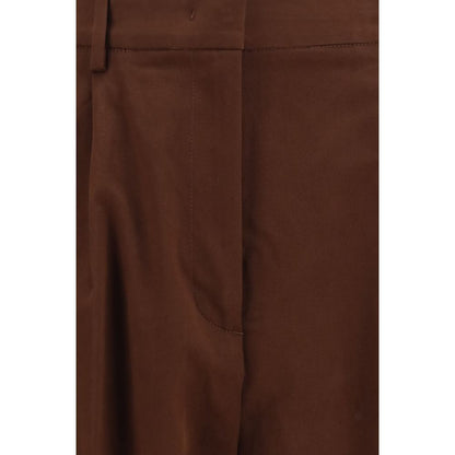 Casual Pants by Fabiana Filippi for women in wool & cotton brown features a refined silhouette with a refined straight & oversized, defined by a mid rise and a refined long for a refined finish.