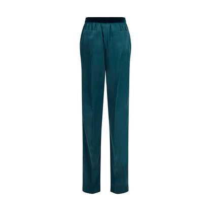 Casual Pants by Tom Ford for women in satin silk velvet black & blue presents a tailored silhouette, showcasing a tailored relaxed-fit, regular-fit & wide and long cut with a refined for a truly tailored aesthetic.