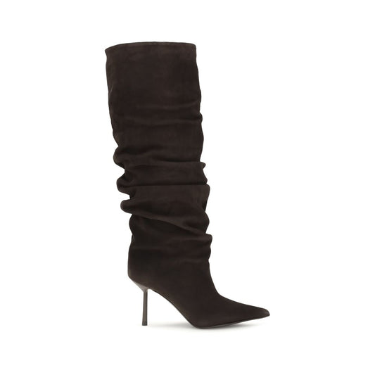 Stiletto Boots by LE SILLA for women in bos taurus calf suede leather brown showcases a ergonomic silhouette from the Women's Bos Taurus Calf Suede Leather Stiletto Boots collection, featuring a ergonomic stiletto and a ergonomic pointed toe style.
