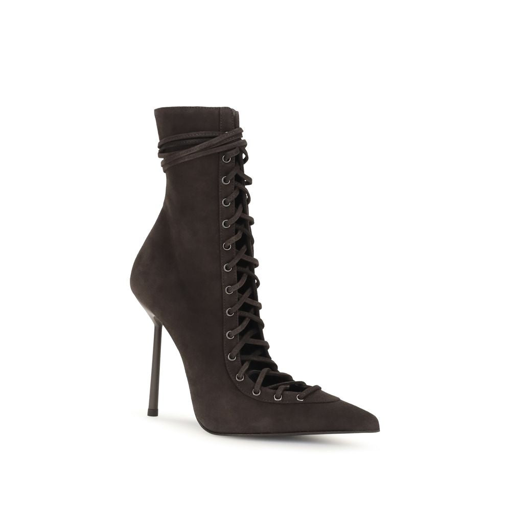 Lace-Up Ankle Boots by LE SILLA for women in bos taurus calf suede leather brown & natural showcases a ergonomic silhouette from the Women's Bos Taurus Calf Suede Leather Lace-Up Ankle Boots collection, featuring a ergonomic and a ergonomic .
