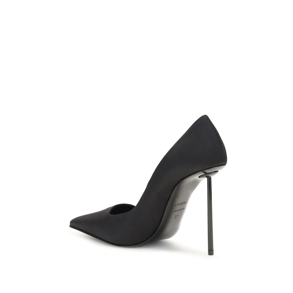 LE SILLA Black Calf Leather Bos Taurus High Heel Pumps