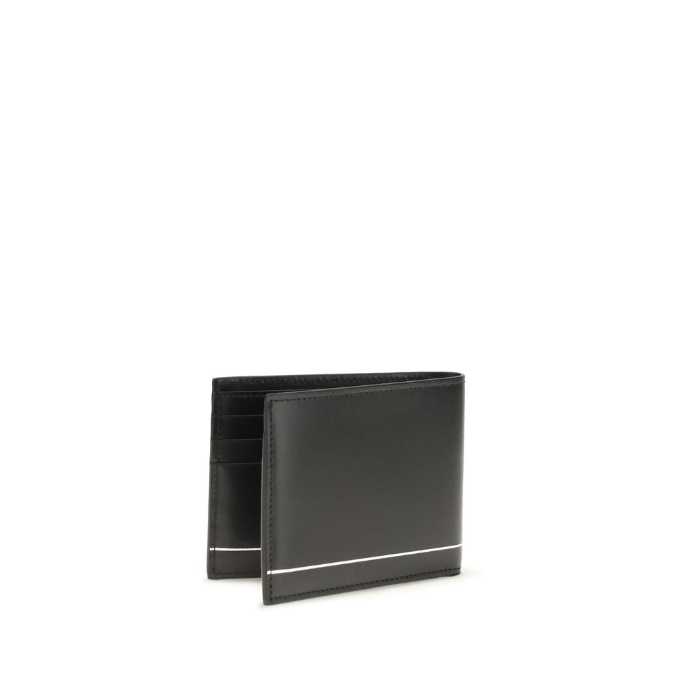 Cardholder Wallet by Ferragamo for men in bos taurus calf leather black, white & striped showcases a enchanting silhouette, artfully detailed with the signature style of the Bos Taurus Calf Leather Cardholder Wallet and functional card-organization bifold.