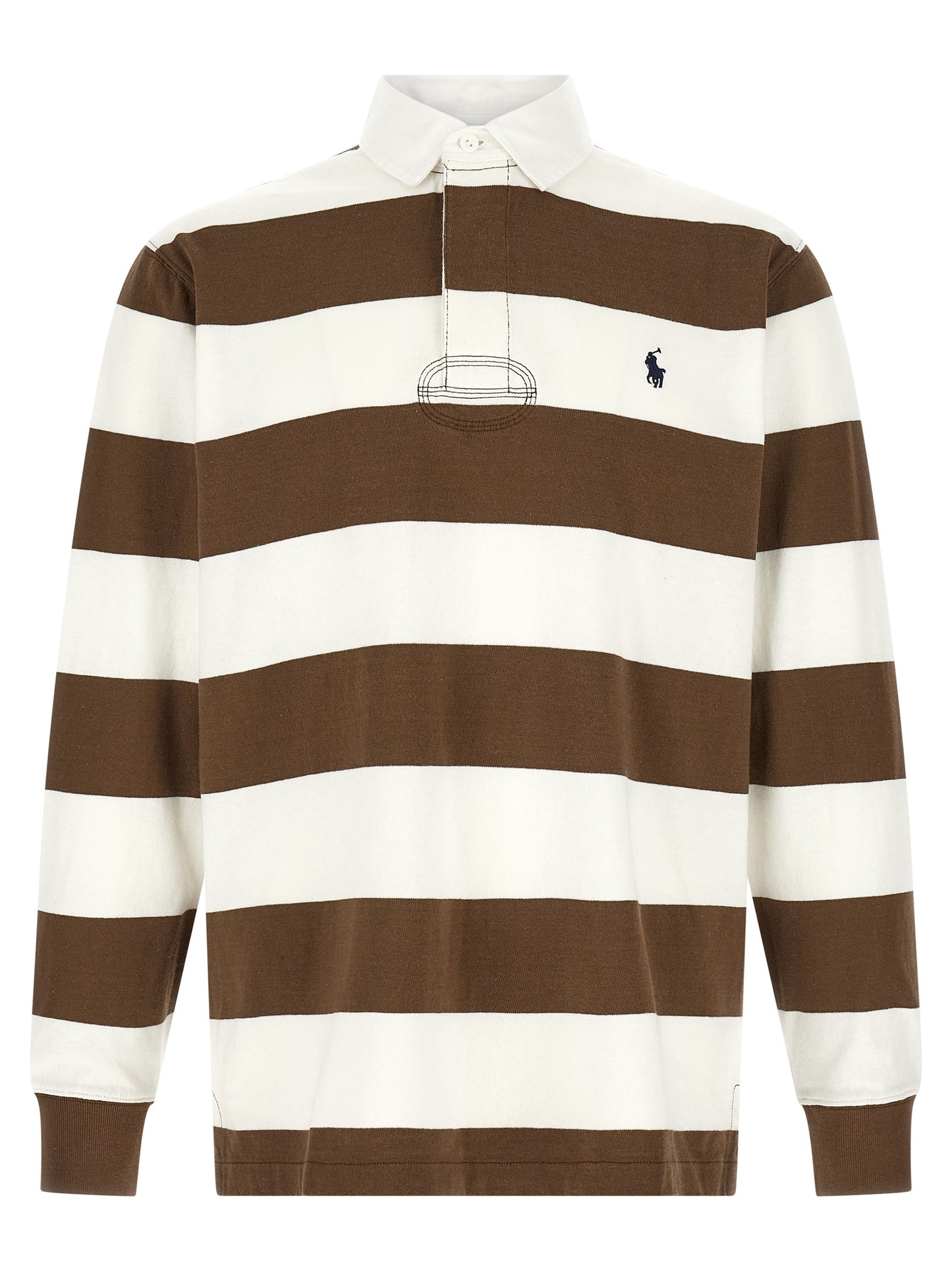 Polo Shirt by Polo Ralph Lauren for men in cotton twill brown, signature & striped showcases a sharp silhouette, detailed with a refined and sharp for a sophisticated finish.