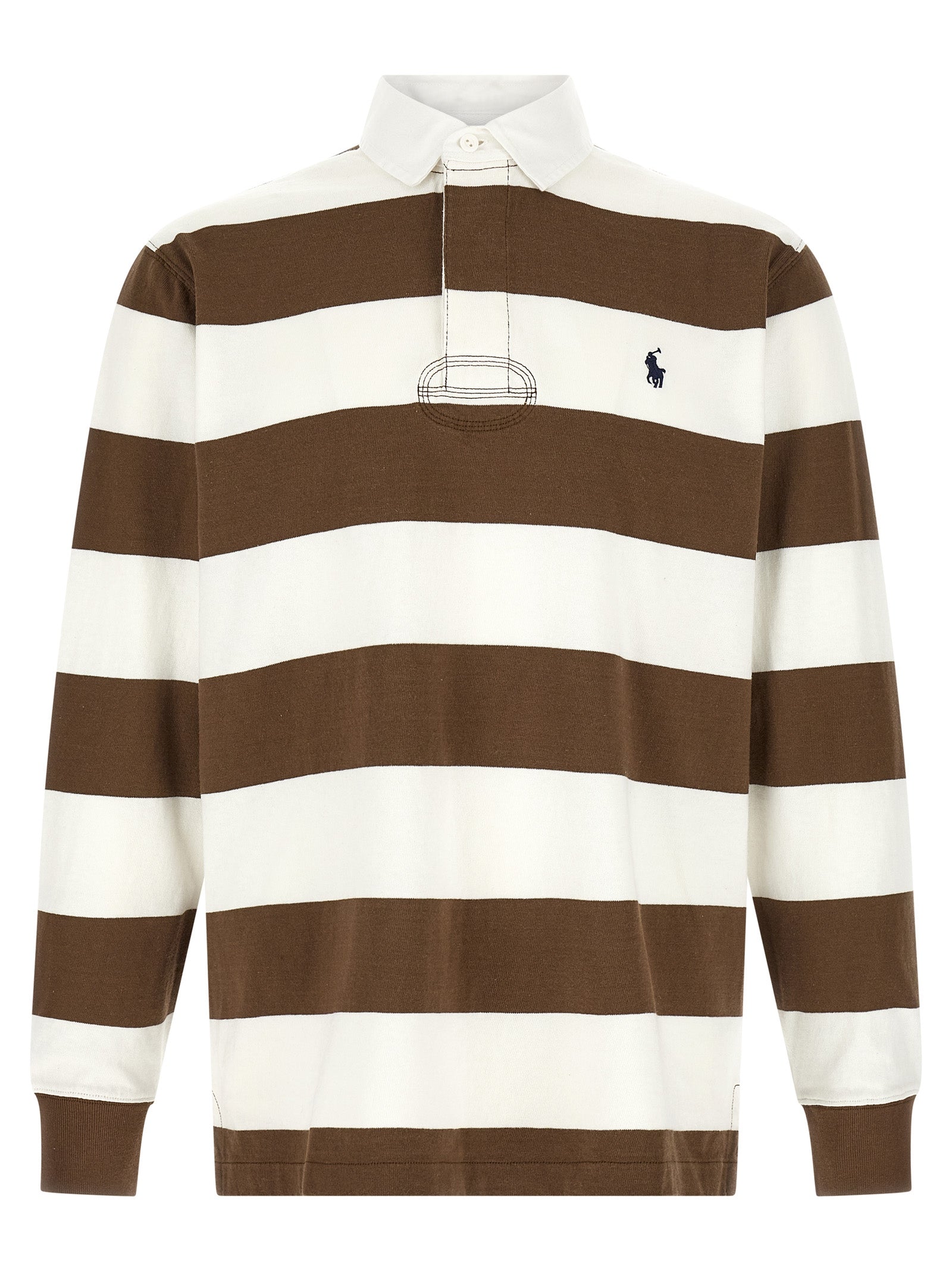 Polo Shirt by Polo Ralph Lauren for men in cotton twill brown, signature & striped showcases a sharp silhouette, detailed with a refined and sharp for a sophisticated finish.