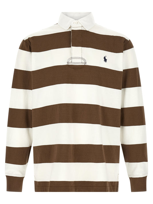 Polo Shirt by Polo Ralph Lauren for men in cotton twill brown, signature & striped showcases a sharp silhouette, detailed with a refined and sharp for a sophisticated finish.